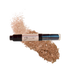 A tube of Stunner Shimmer highlighter with a sample of the shimmer dust powder displayed in back, against a white background.